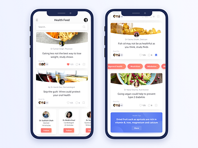 Health Articles Concept articles bright doctors food health ios medical mobile read ui ux