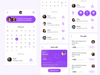 Gifting android birthday bright clean gift cards gifting app gifts ios ui ux vouchers