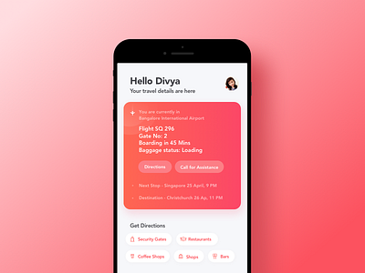 Flight Details bright details directions flight gradient icons iphone itinerary tags travel ui ux