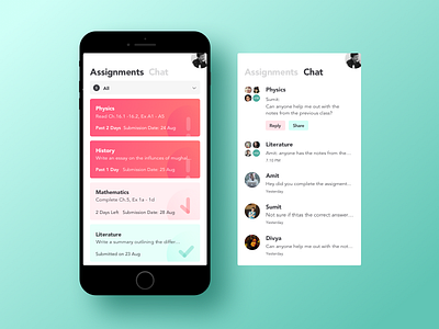 Assignment Tracking App android app assignment cards chat homework ios list subjects tracking