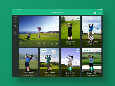 Online golf coaching coach coaching golf instructor ipad like online rating sports tablet ui video