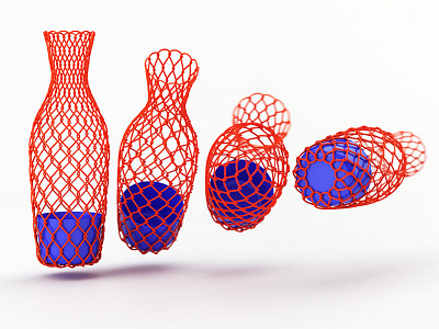 Wiremesh Vase prototype red test