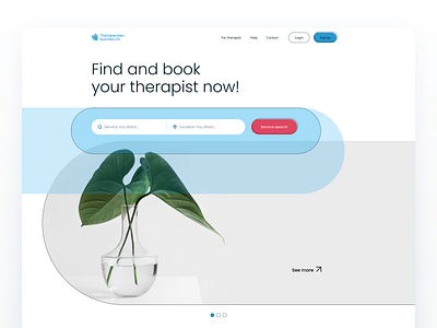 Landing page | Find and book therapists header landing landing design landing page login massage relax search search bar slider slideshow therapist therapy ui ui ux web web design webdesign website website design