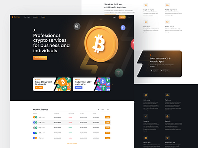 Landing page. Crypto Trading bitcoin crypto crypto currency crypto trading design ethereum landing landing page table ui ux