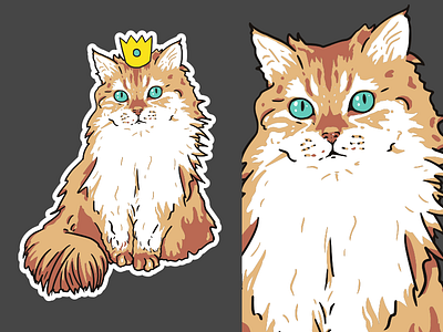 Queen Of Fluff artwork cat fluff lady queen vector