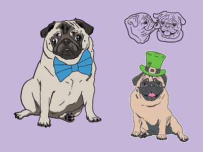 Pugs Will Rule The World Pt.2 artwork dogs illustration pug pugs