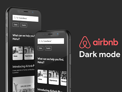 Airbnb Dark mode airbnb app ui