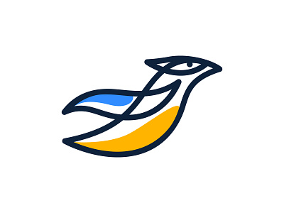 Bird Logo animal bird blue brand branding design dynamic fly line logo logotype outline simple ua ukraine wave wind yellow