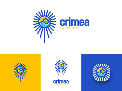 Crimea - Travel Logo brand brand design brand identity branding circle crimea line location logo logotype map mountain pin relax sea simple sun tour travel trip