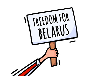 Freedom for Belarus belarus election flag flat freedom hand hand drawn hold illustration nation plank president presidential protest red vector white