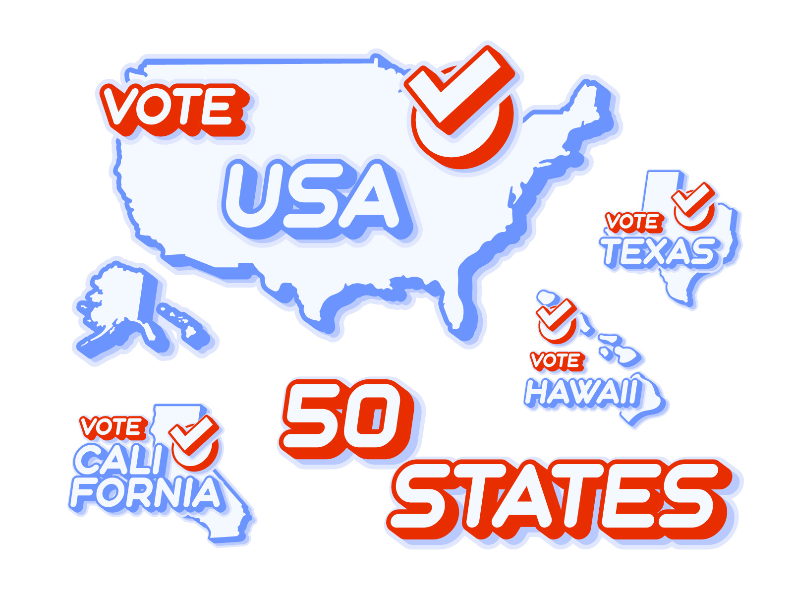 Set of US 50 vote states map by Lunarts on Dribbble