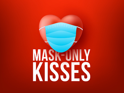 Happy Valentine's Day 3d coronavirus covid 19 design face mask fun heart illustration kiss love mask prevention red romantic sing typography valentine day vector warning