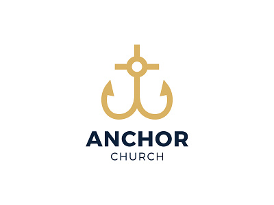 Anchor Church Logo anchor believe brand branding calvary christ christian church church logo cross faith gold heart hope jesus line logo logotype simple sun