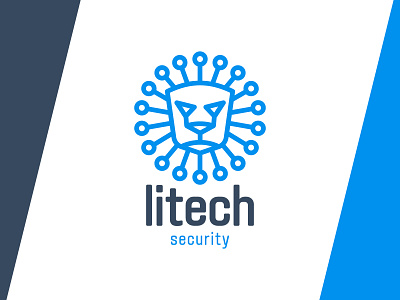 liontech logo blue brand branding circle connect defender dot head line lion logo logotype security shield simple tech tech logo