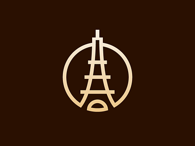 Eiffel Tower Logo circle eiffel fashion gold logo logomark logotype luxury paris simple tower