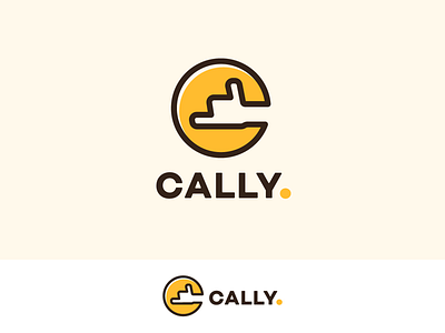 Cally. c call center circle dot finger hand letter like line logo logotype negative space simple
