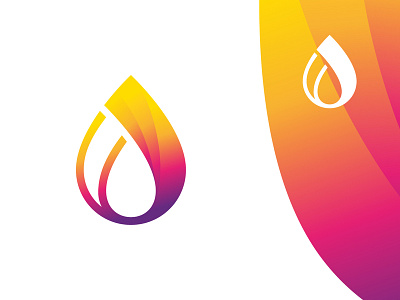 Drop + Flame drop fire flame gas gradient line logo logotype oil orange rain rainbow woter