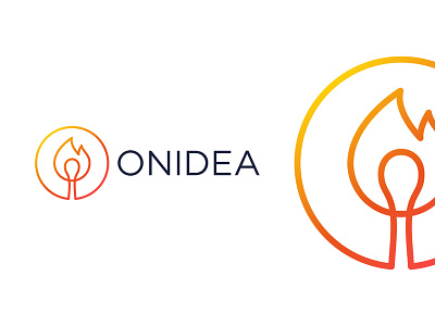 Onidea burn circle creative fire flame idea ideastorm letter letter o line logo logotype match on orange simple