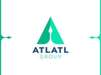 Atlatl Group arrow branding green innovation letter letter a logo logotype negative space pyramid shadow simple top triangle up vector weapon