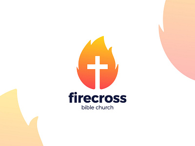 Fire Cross Bible Church bible burn calvary christian church cross design fire flame flame logo gradient holy hot logo logotype negative space orange religion