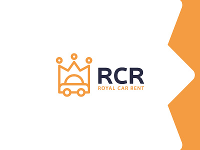 RCR - Royal Car Rent cab booking car crown dot line logo logotype luxury orange juice price queen rent rental royal simple wheel