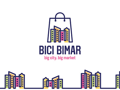 Bici Bimar bag build city design home house landscape line logo logotype market shop shopping simple skyscraper store town window