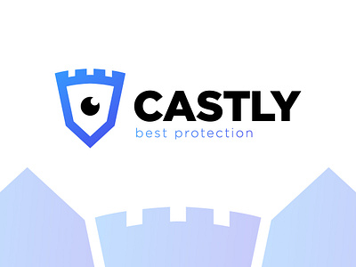 Castly blue castle citadel defend defender eye fort icon logo logotype movie protection safety security service shield simple video