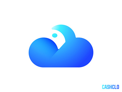 Cashclo bird blue cash circle cloud cloud app dollar fly logo logotype money service shadow simple sky