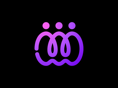 Communi - Social app logo communicate community connect dot group hand head infinity line link logo logotype man person purple simple three together wave