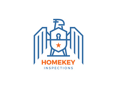 Homekey Inspections agency american brand branding defend defender eagle home hotel house inspection key line lock logo logotype real estate security shield star