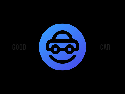 Goodcar agency auto automobile blue brand branding car circle drive emoji face good line logo logotype rent run smile smiley face