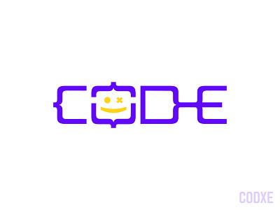 codxe brand code code school coder coding exe face head headline line logo logotype programing programmer simple smile tech type