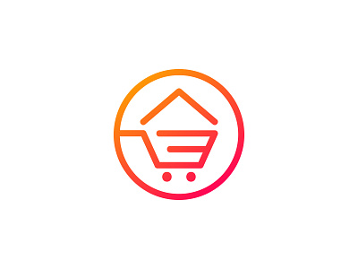 Home shop basket brand branding build building buy circle home house logo logotype marketing real estate sale sales shop shopping store trolley