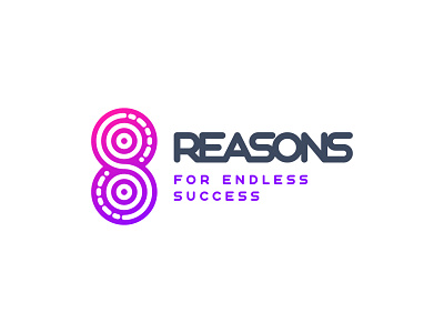 8 reasons 8 abstract brand branding circle eight endless infinity line logo logotype marketing number ornament reason simple success