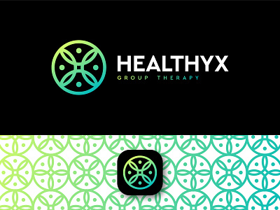 Healthyx - Group Therapy brand circle communication connect green group health healthy letter letter logo letter x logo logotype medical medicine people therapy together x