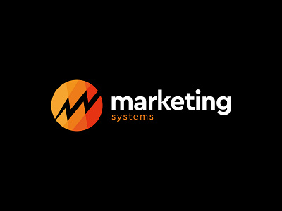 Marketing systems v.2 agency bolt brand branding circle flash graph letter letter logo logo logotype m marketing orange rate system thunder