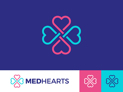 Medhearts v.1 agency blue brand branding cardio cardiology care cross crossroads four health heart hospital line logo logotype love medical medical care medicine