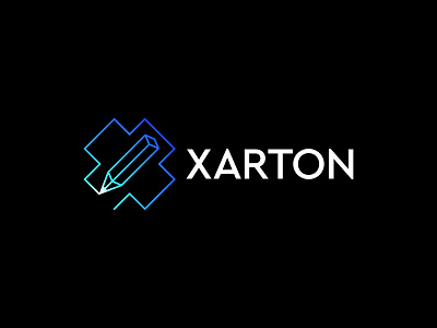 xarton logo app art blue brand branding creative design digital letter letter x line logo logotype pen pencil pencil art simple x