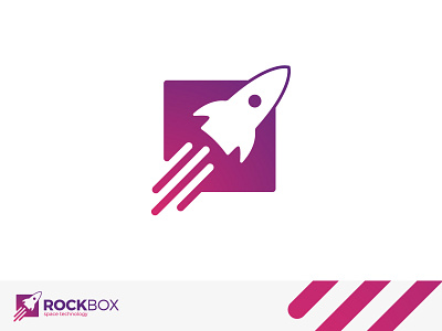 RockBox Logo agency box brand branding connect design fly logo logotype orbital rocket rocket logo simple sky space square start tech technology