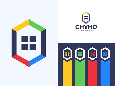 Chyho | Real Estate Logo agency arrow brand branding build choice choose estate home house line logo logotype real sale season select silhouette simple window