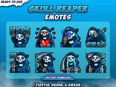 SKULL GRIM REAPER TWITCH EMOTES sub emotes