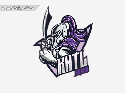 Kntl Squad aggressive logo character dark design esport esports esports logo esports mascot esportslogo head mascot illustration illustrations knight light blue logo mascot mascot logo purple vector warriors