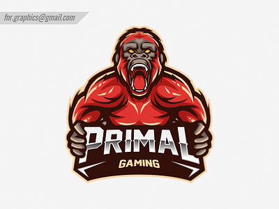 Primal Gaming agressive animal character design esport esports esports logo esports mascot esportslogo gorila illustrations kong logo mascot mascot logo monkey king monkey logo orange red vector