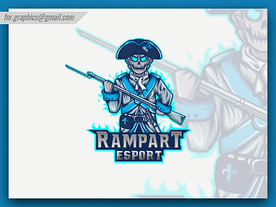 Rampart Esport Logo character design esports esports mascot esportslogo illustration illustrations light blue logo mascot mascot logo pirates pirates esports logo skull skull esport skull logo skull mascot logo skulls soldier vector