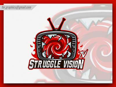 Struggle Vision Esport Logo branding character design esport esports esports logo esports mascot esportslogo head mascot illustration illustrations logo mascot mascot logo red tv tv esports tv logo tv mascot vector