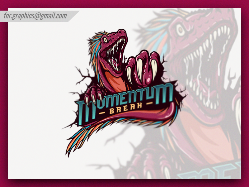 Momentum Break Esport Logo (Dark Red Version) head mascot mascot logo illustration esportslogo ui logo branding esports mascot design vector illustrations character toronto raptors raptor dinosaurus dino mascot raptor esports raptor mascot raptor logo raptors