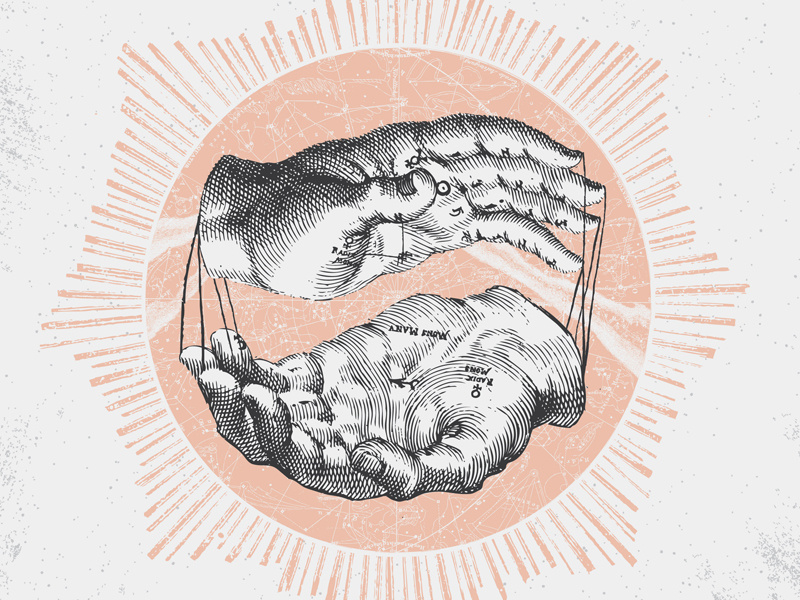 Palmistry band shirt gig poster palmistry astrology hands mystic