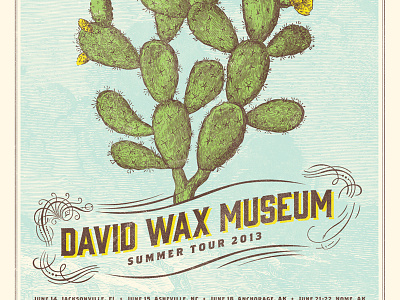Cactus cactus david wax museum poster tour western wood cut
