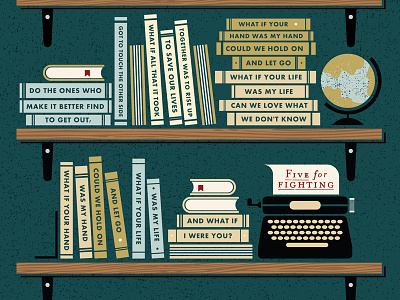 Bookshelves band illustration poster