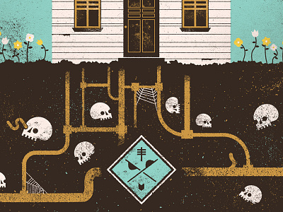 Backyard Skulls dirt gig poster illustration skulls texture